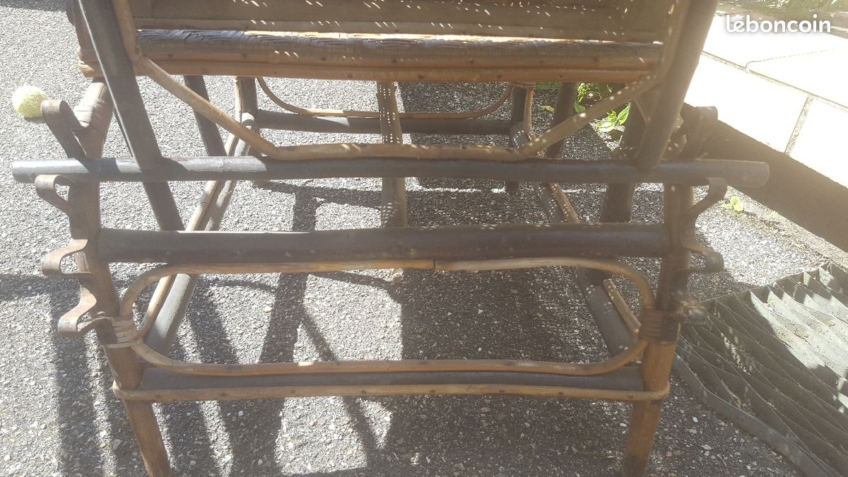 Chaise longue ancienne. Vintage rotin (image 4)