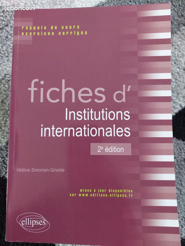 Livre - Fiche Institutions Internationales (image 1)