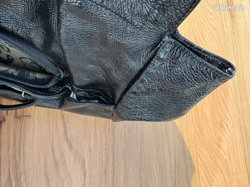 Sac Longchamp cuir noir verni (image 7)