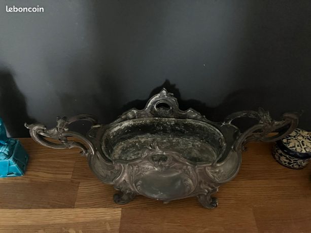 Jardinière Décorative Ancienne En Régule Et Cuivre – Centre De Table – France
