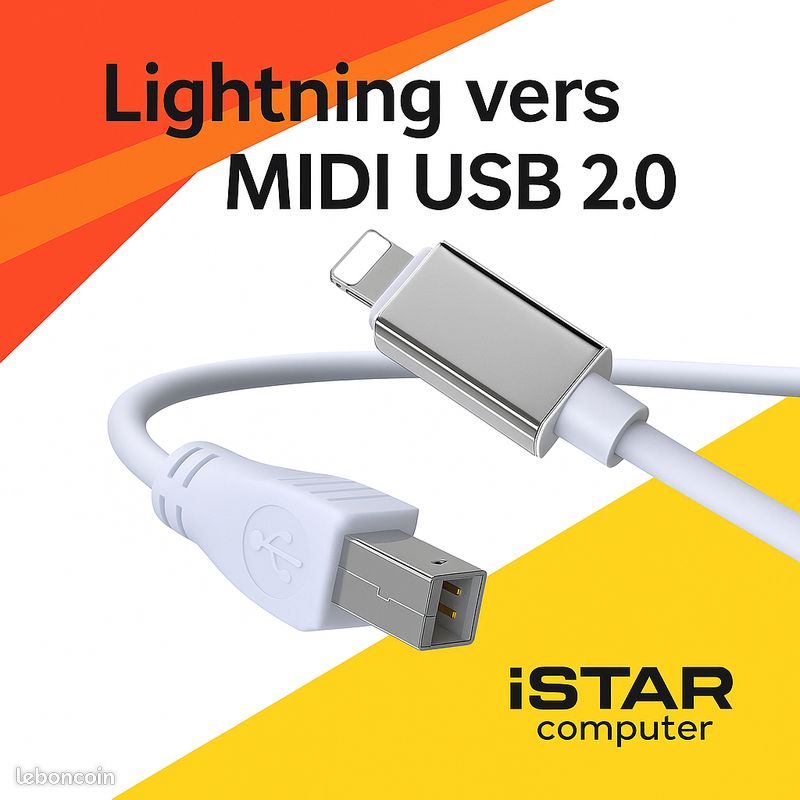 MeloAudio Câble Lightning Vers MIDI USB 2.0 OTG Haute Vitesse - Convertisseur Clavier MIDI Interface Audio 1,5m Pour IPhone IPad