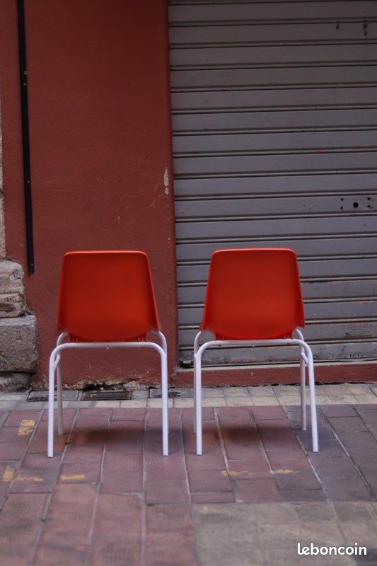 Lot de 2 chaises vintage orange – Design rétro (image 4)