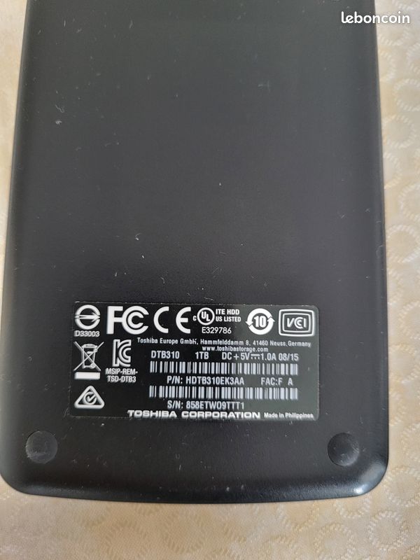 Disque Dur Externe 1 TB, marque TOSHIBA - Modèle DTB310 (image 3)