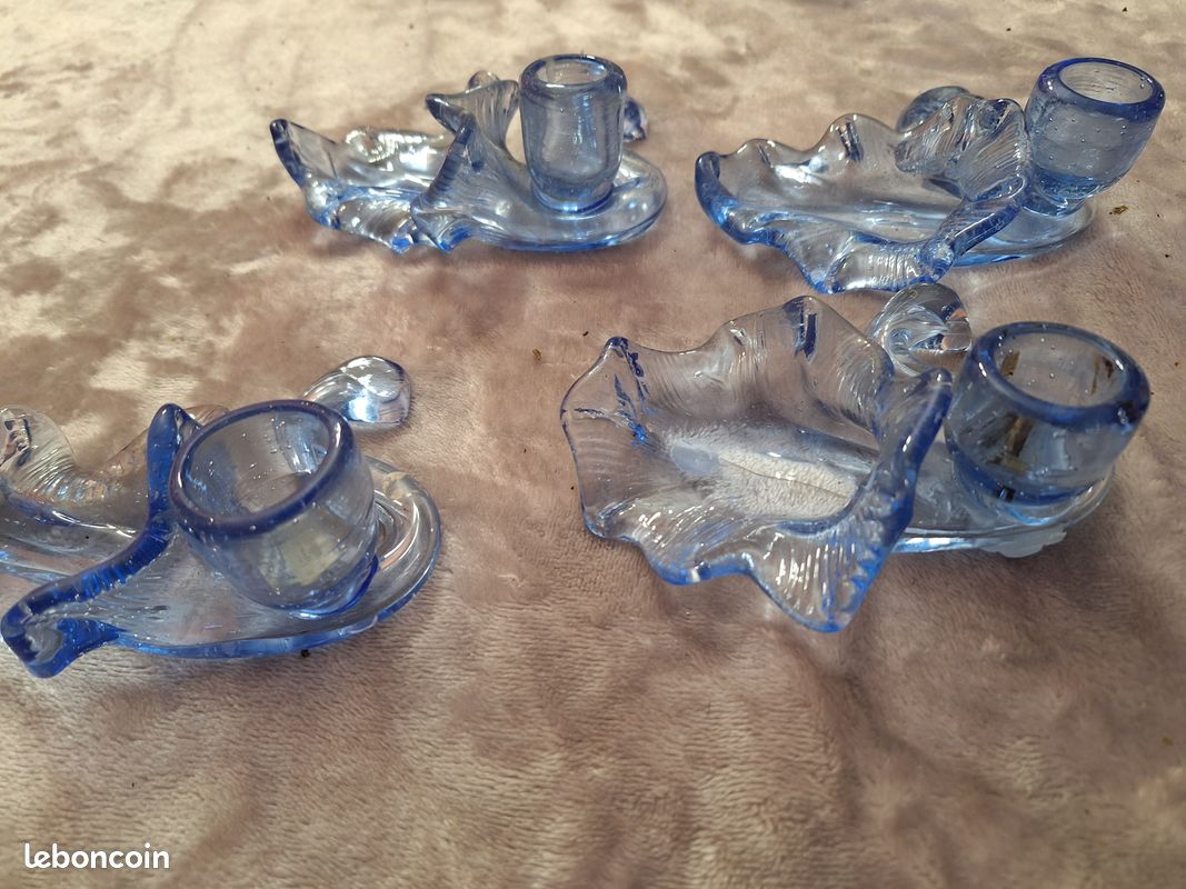 Bougeoires en verre bleu (image 4)