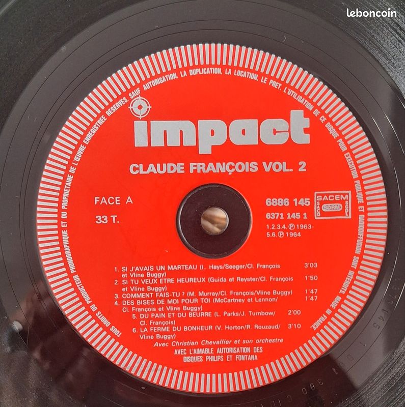 Lot 5 vinyles 33 tours Claude François – éditions originales 1977-1985 (image 14)