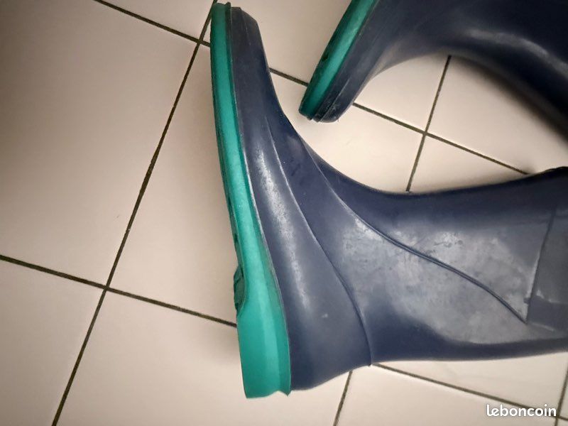 Bottes de pluie ou de bord de mer bleu marine et vert pointure 36 marque Splatch (image 4)