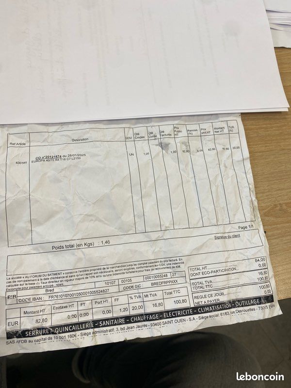 Vend tringlerie porte palière 3 points (image 1)