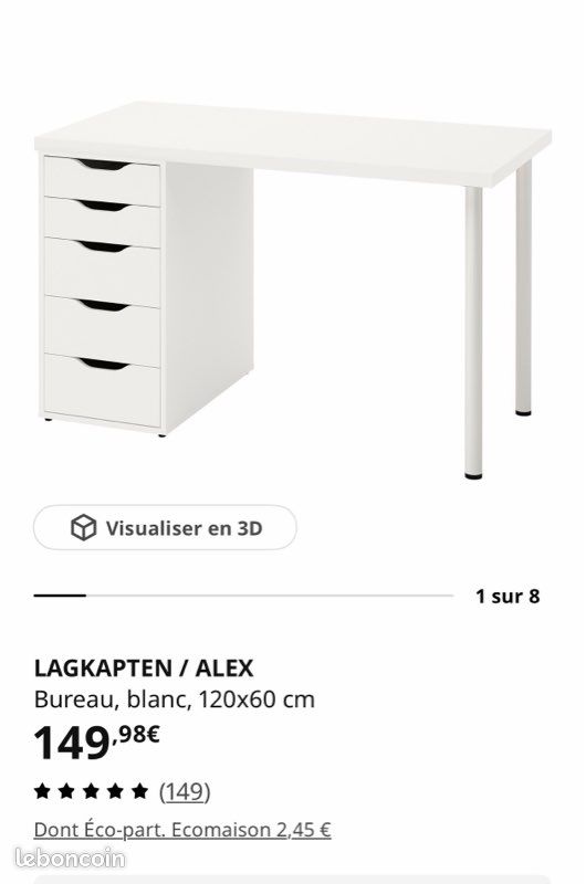 Bureau Lagkapten/Alex IKEA blanc (image 1)