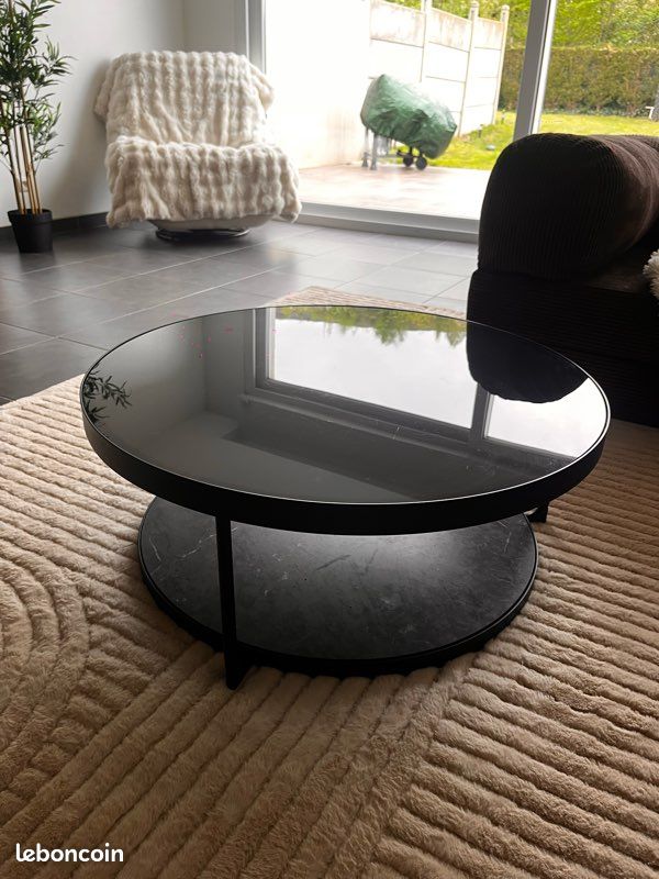 Table basse en verre avec plateau en marbre (image 5)