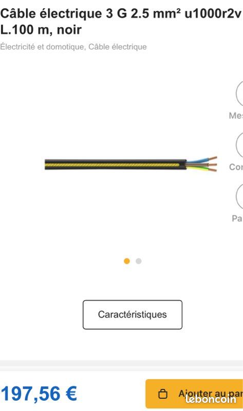 Couronne de câble électrique U1000 R2V 3G2,5 mm² noir - 100 m (image 5)
