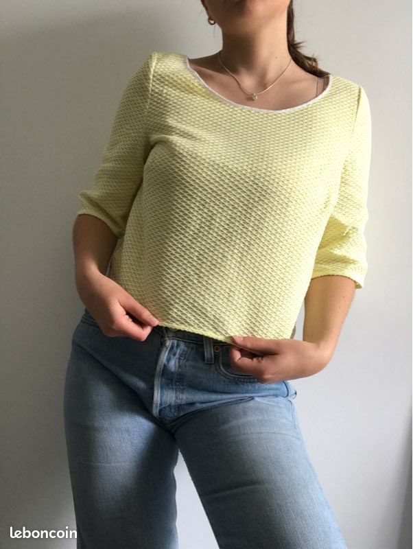 Crop top jaune citron/jaune pastel Nafnaf (image 2)