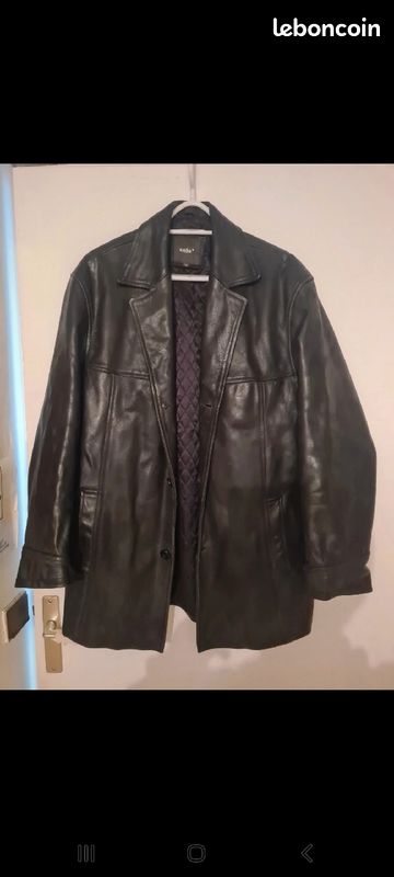 Manteau en cuir noir (image 1)