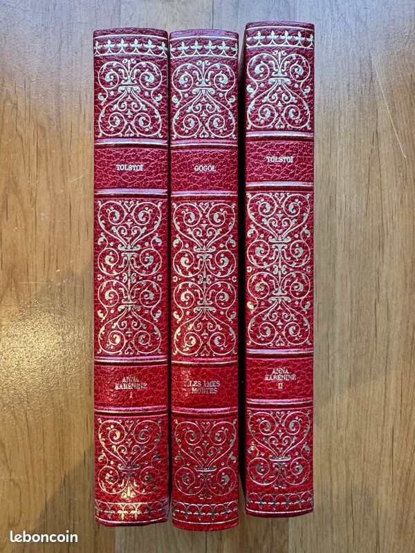 Anna Karenine Tolstoi 3 volumes reliure rouge dorée Cercle Bibliophile bon état (image 1)