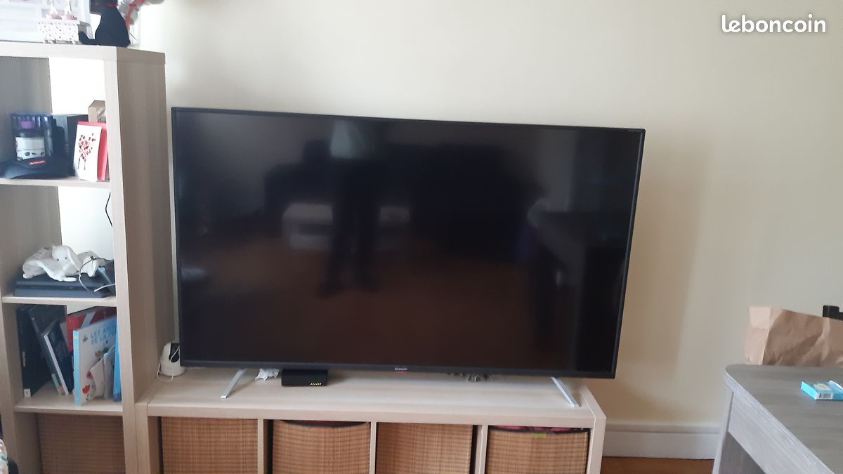 Meuble TV KALLAX / LACK Combinaison de rangement+tablette, effet chêne blanchi, 189x39x147 cm (image 2)