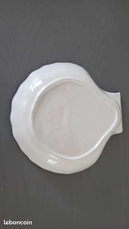LAMPE À POSER porcelaine Coquille Saint Jacques noire Coquillage