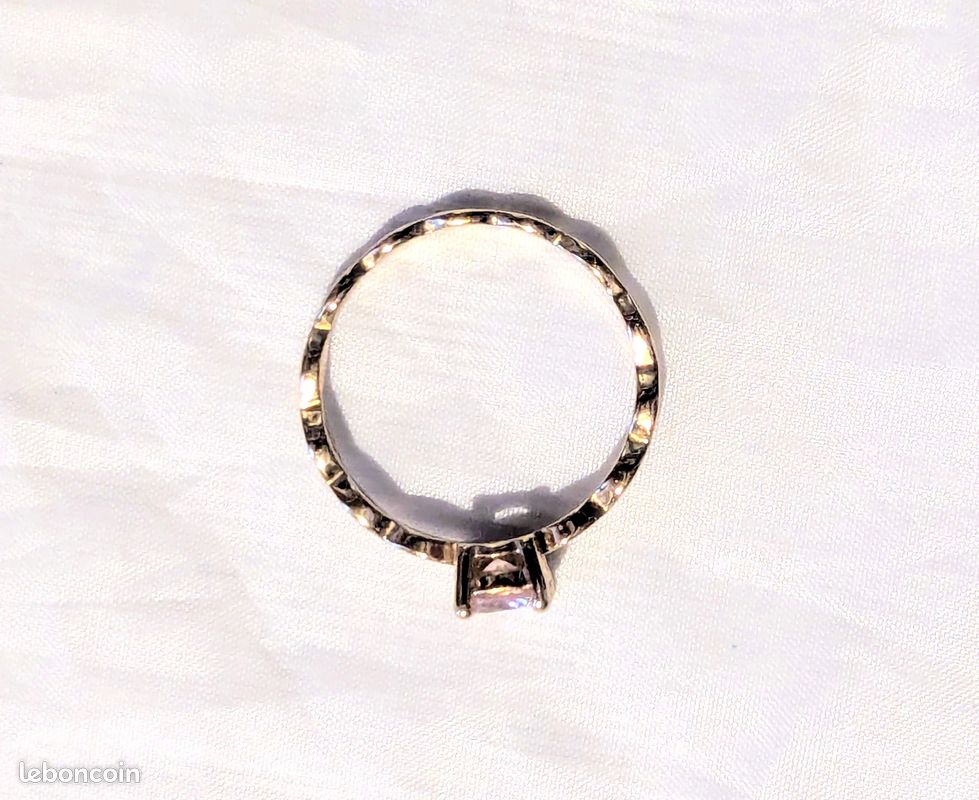Bague Fine Tour Torsadé Pierre Rose Etincelante Zircon Socle Pierres Blanches Bijou Plaqué Or Femmes (image 4)