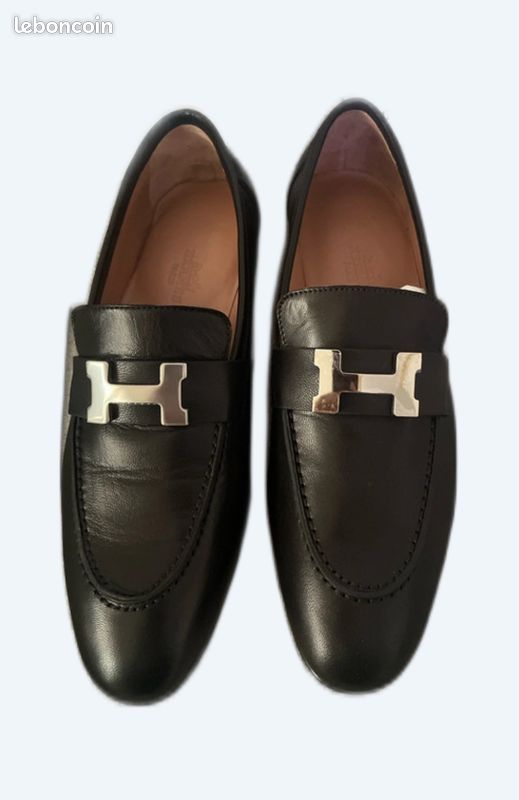 Moccasin Hermès noir argent taille 36 (image 1)