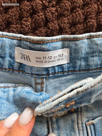 Short En Jean Zara Fille – Taille 11-12 – Bleu – Ourlet Brut Découpé – Légèrement Vieilli