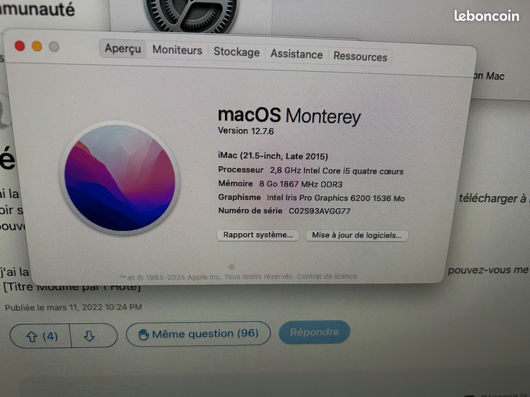 IMac 21,5inch 2,8ghz core i5 8go (image 3)