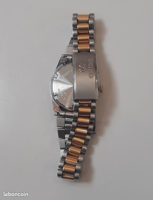 Montre Femme SEIKO Quartz Acier Argenté Doré D'origine D'occasion Bon État Fonctionnel (image 4)