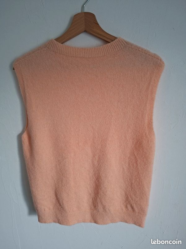 Pull débardeur avec alpaga,orange pâle, abricot, TU (34 à 40), dimensions photos, tout neuf (image 13)