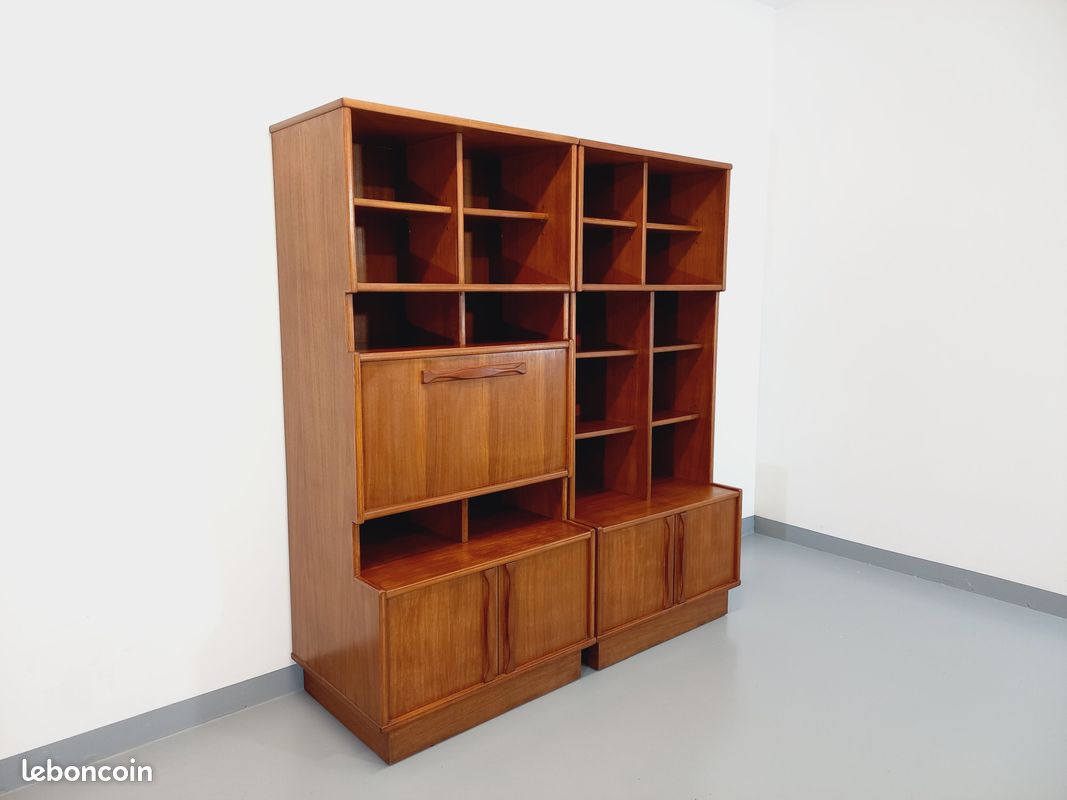 Bibliothèque double scandinave vintage en teck des années 60 (image 2)