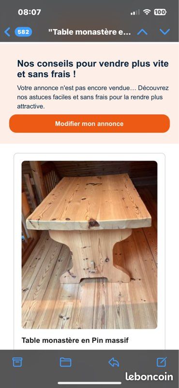 Très belle table monastère en pin massif (image 1)