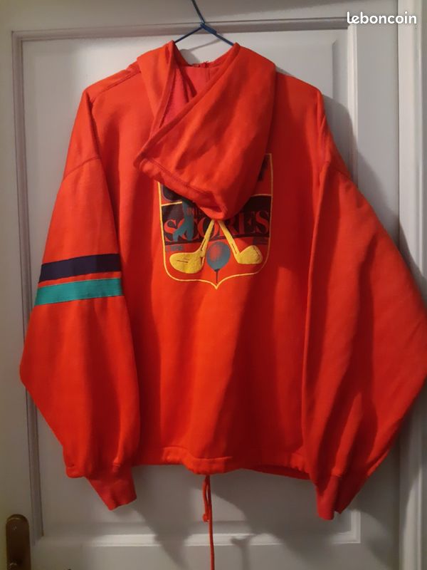 Sweat Discus Vintage Rouge XXL Taille Américaine, Coupe Athlétique Made In USA