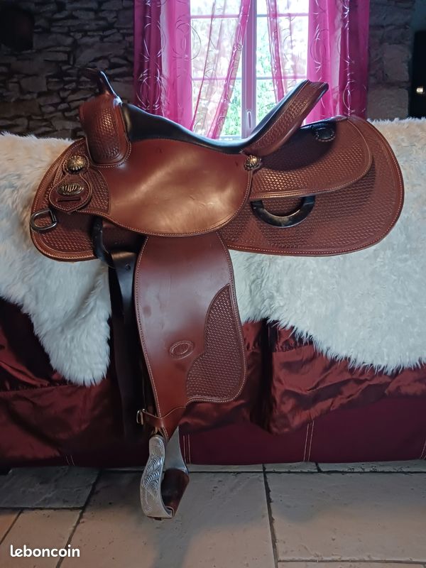Leather Ride Selle Western entièrement usée en cuir marron