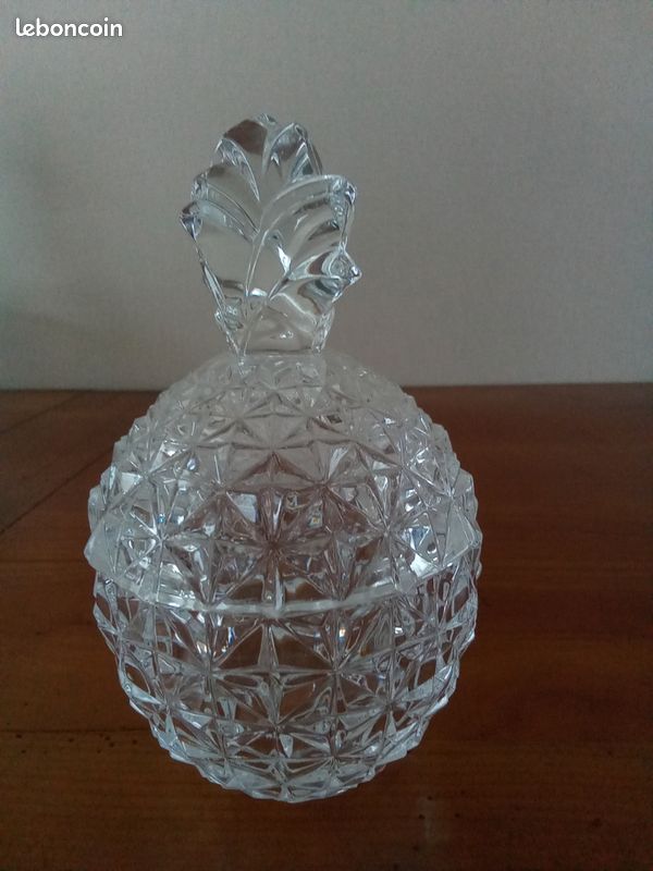 Bonbonnière ou sucrier en verre transparent, en forme d'ananas (image 1)