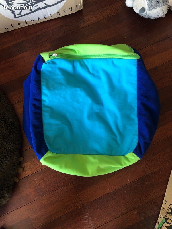 Pouf cube vert bleu clair bleu foncé 35 cm (image 1)