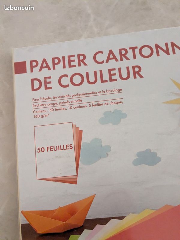 Rare pochette neuve de papier cartonné grand format : 42 X 30, 10 couleurs différentes assorties (image 2)
