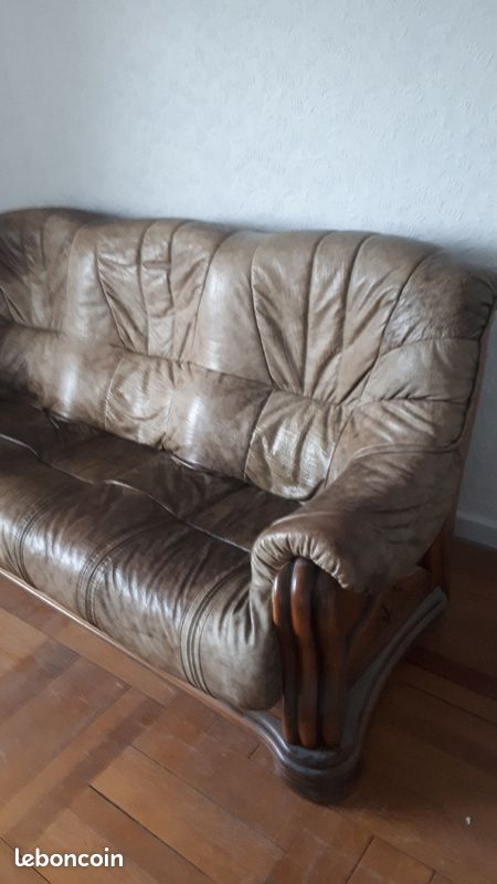 Ensemble canapé cuir 3 places et 2 fauteuils (image 3)