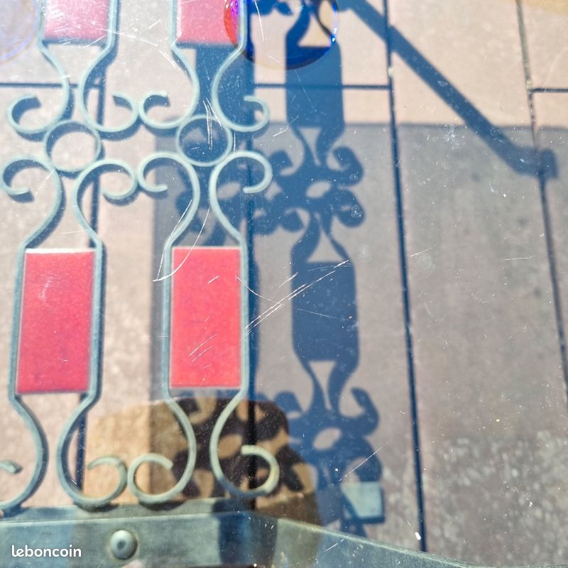 Table basse fer forgé, verre et céramique (image 8)