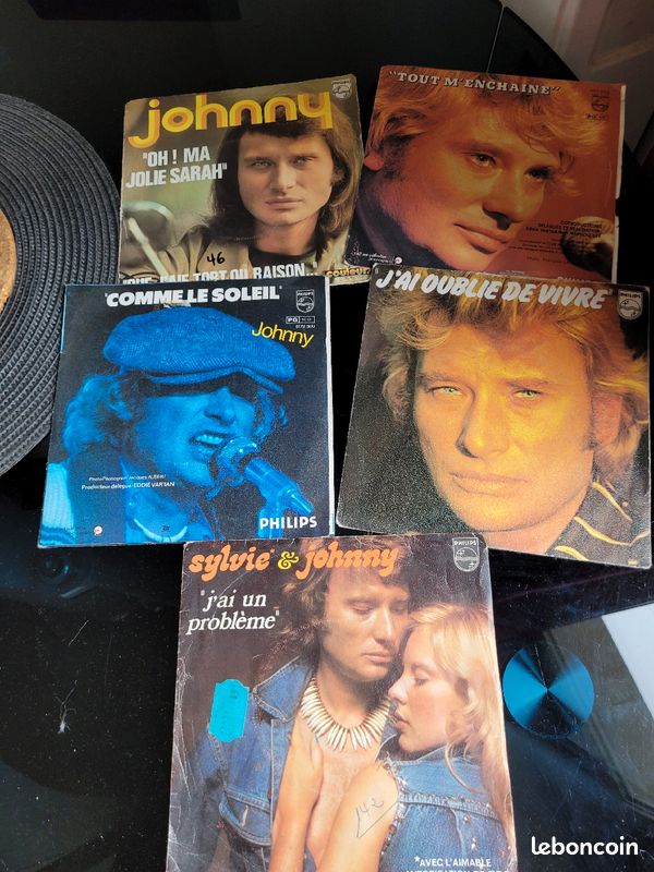 Lot 5 disques 45 tours Johnny hallyday (image 1)