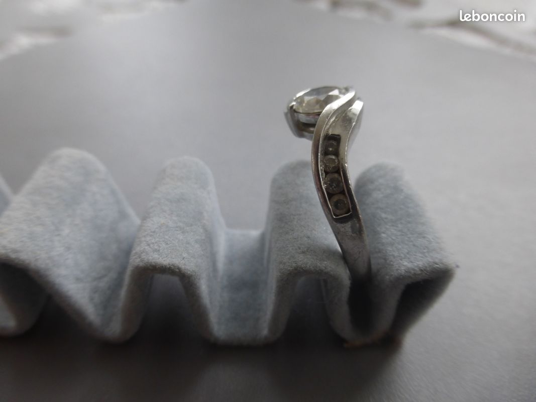 Bague argent 925 poinçons zirconiums marque DQCZ T.58 tbé (image 10)