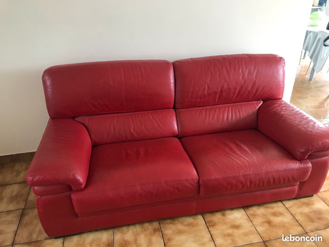 Canapé en cuir rouge (image 3)