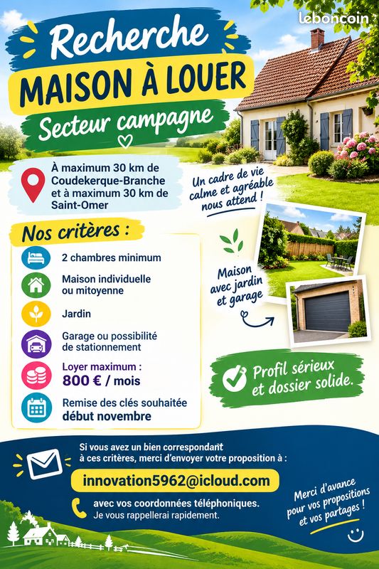 Maison 4 pièces 70 m² · à Coudekerque-Branche · 70 m² · 800 €/mois
