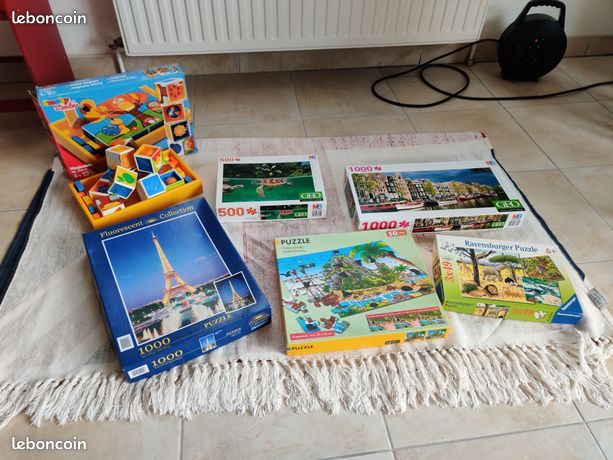 [ ] PUZZLE Lot de 6 puzzles (smoby baby, 2 à 1000p, 1 à 500p, 1 à 50p et 3 en 1 avec 49p chacun) (image 1)