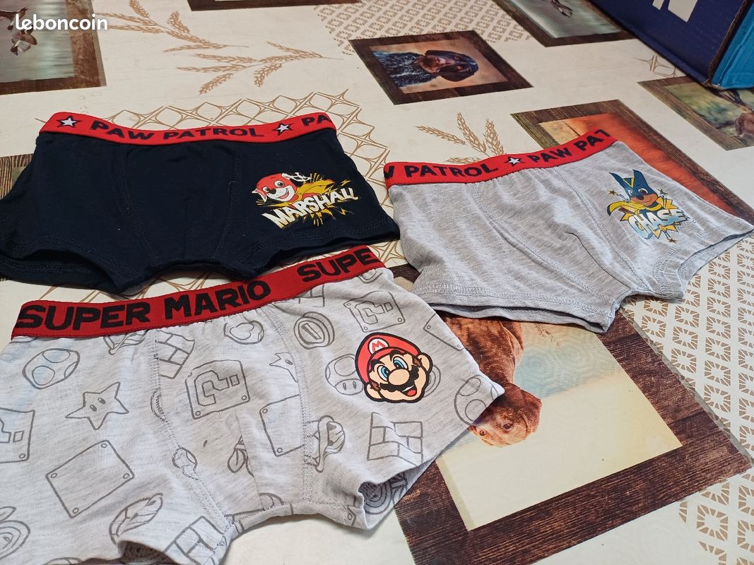 Lot de 3 caleçon patpatrouille et super Mario (image 1)