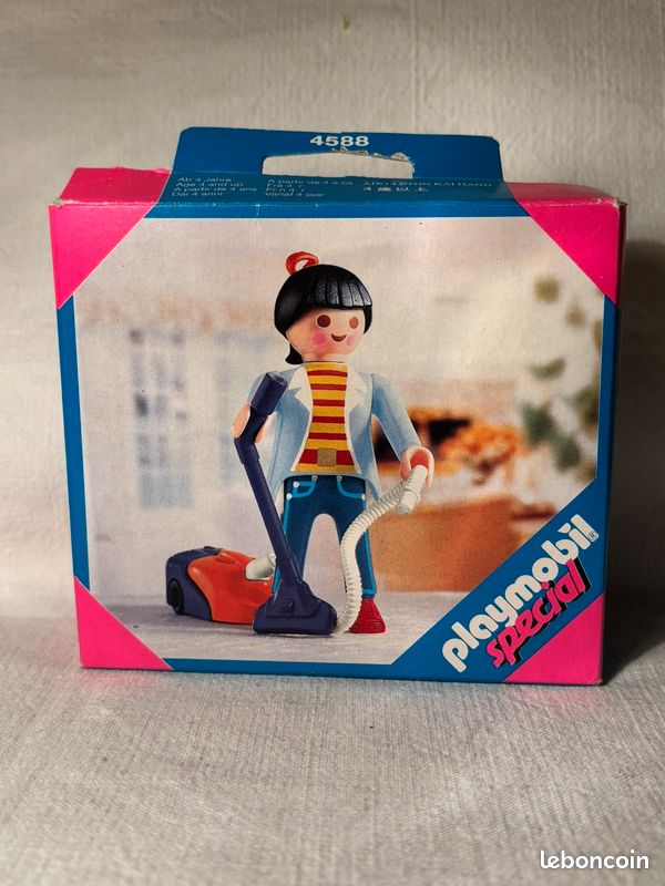 Playmobil Vintage – Dame De Ménage Avec Aspirateur – Klicky Système – Boîte