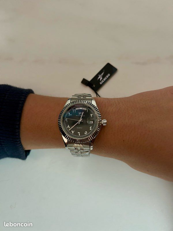Montre homme RICECGO argenté avec cadran noir (image 6)