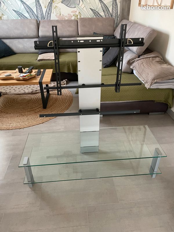 Meuble télé en verre trempé reflet (image 2)