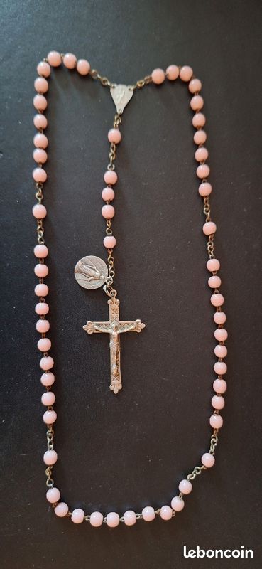Palais du Rosaire Chapelet avec Coeur eau de Lourdes et grains en verre - Chapelet verre - Culte Chrétien en Verre