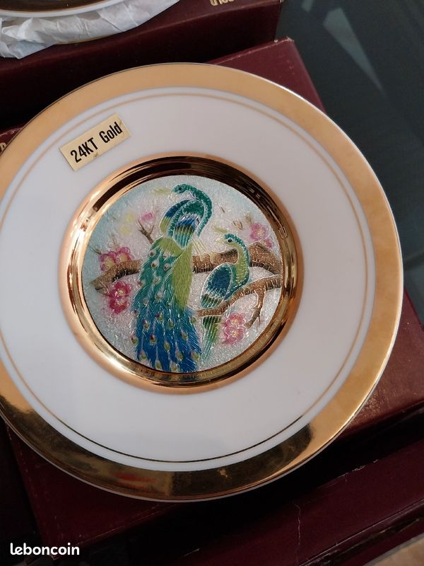 Au choix différentes petites assiettes de collection cloisonnées 24 carats Japan vintage 70 (image 5)
