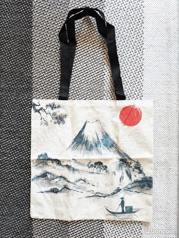 Tote bag japonais motif peinture l'encre traditionnel (image 2)
