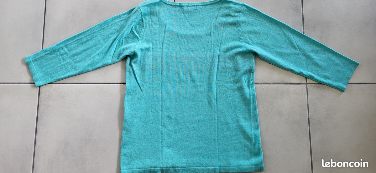 Pull mi saison turquoise Jacqueline Riu taille 2 manches 3/4 (image 5)
