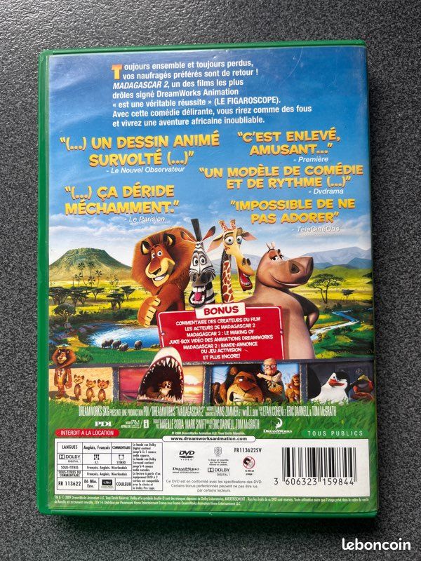DVD Madagascar 2 – DreamWorks – Très bon état (image 3)