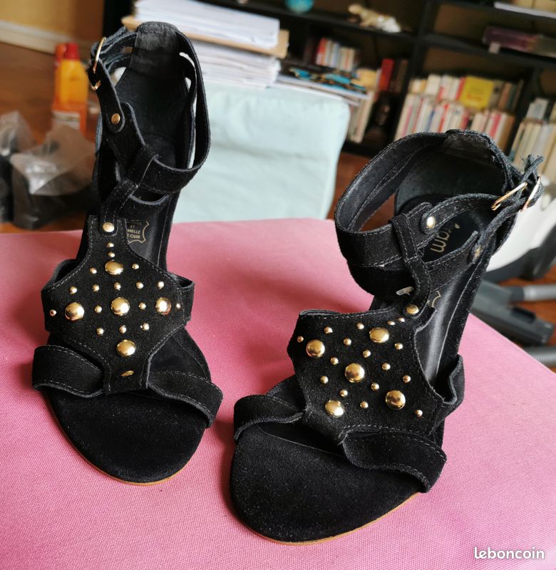 ERAM Escarpins ouverts Cuir Noirs 2 brides Taille 41 (image 9)