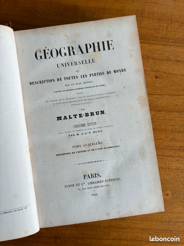 Livre Géographie Universelle de Malte-Brun Tome 4 (image 1)